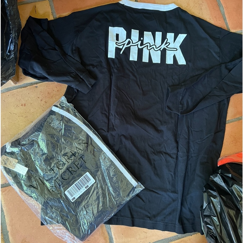 Vs pink classic pants long sleeve campus ringer tee shirt black xxl - Picture 6 of 12